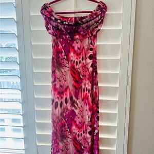Anthropologie Pink and Black Patterned Dress